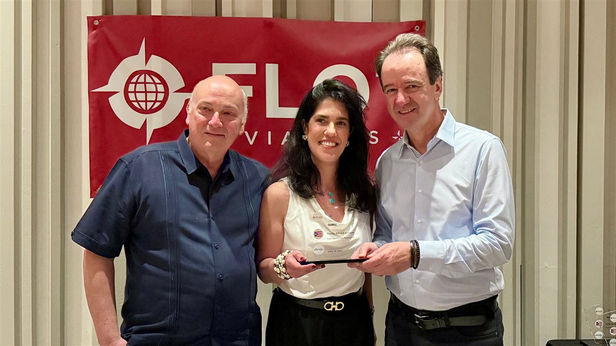 Francisco Blanch, Johanna González e Cristina Fernandes, da Discover Puerto Rico, e Eduardo Barbosa, da Flot