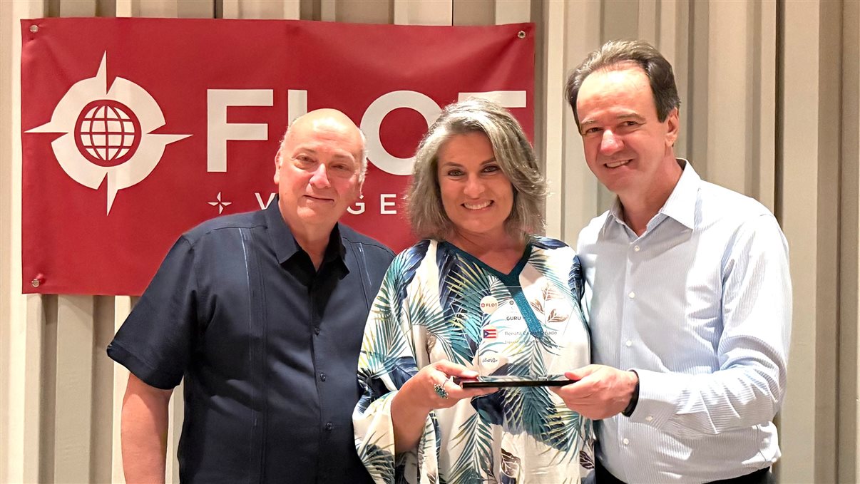 Francisco Blanch, Johanna González e Cristina Fernandes, da Discover Puerto Rico, e Eduardo Barbosa, da Flot