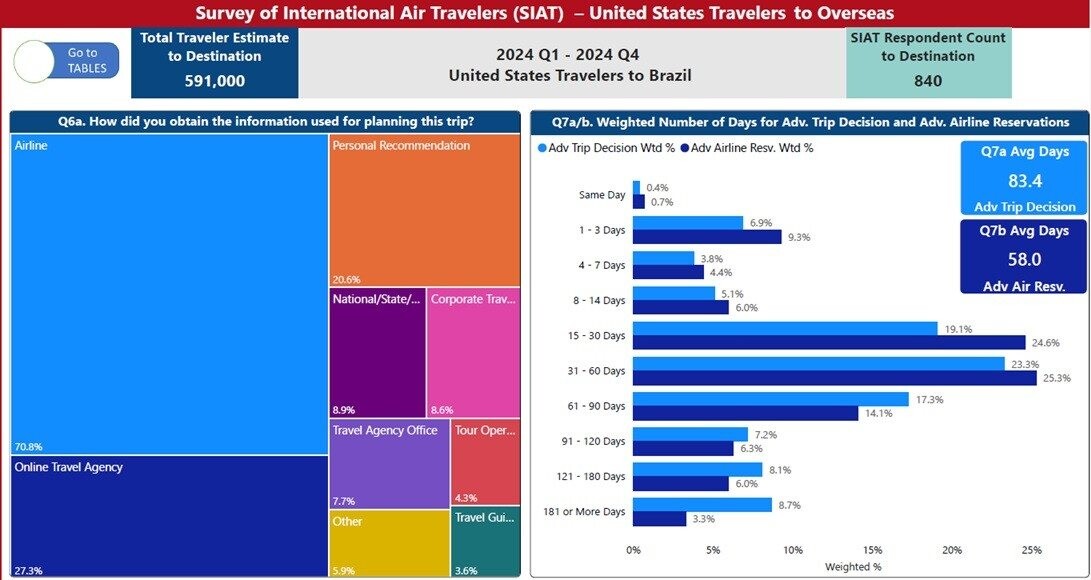 Fontes de informação para planejamento da viagem ao Brasil e janela de tempo entre a decisão e a viagem