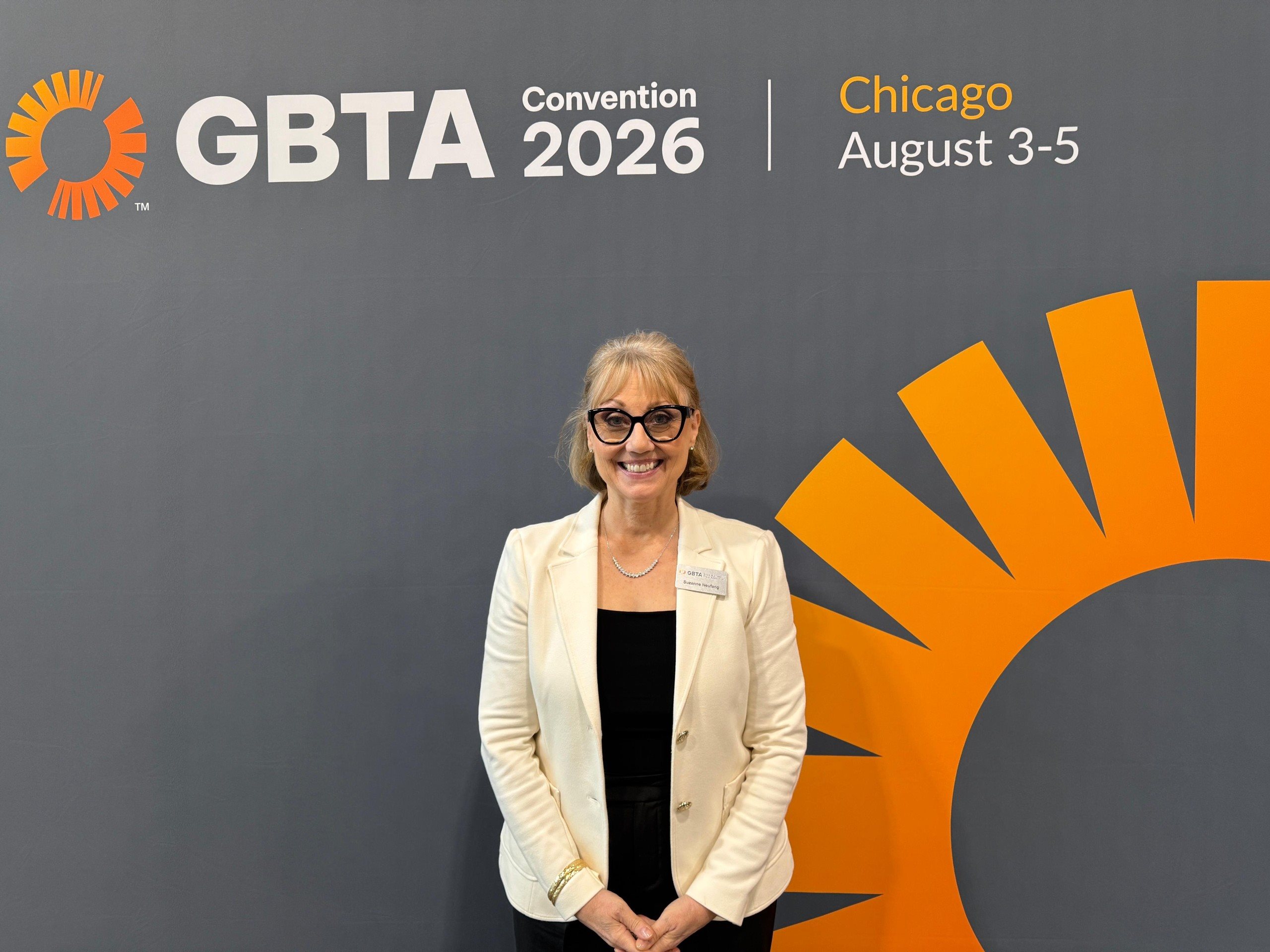CEO da GBTA, Suzanne Neufang. A GBTA Convention de 2026 ocorrerá de 3 a 5 de agosto, em Chicago