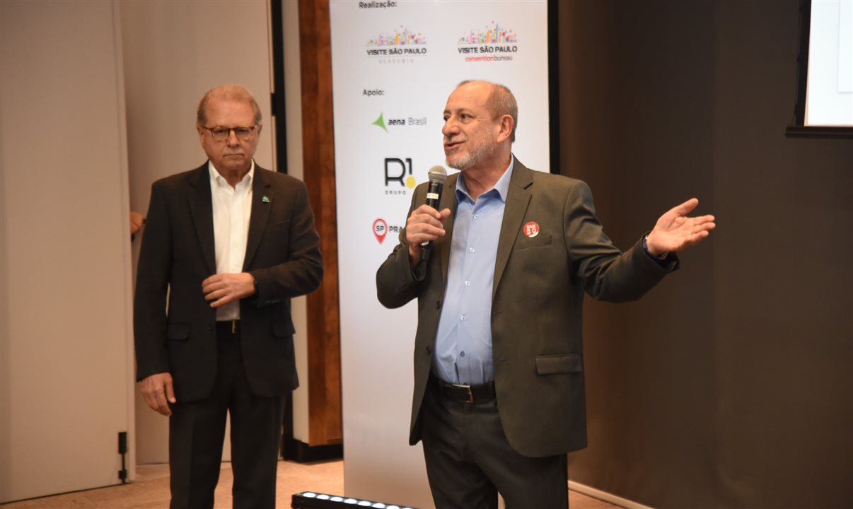 Orlando Souza, presidente executivo do Fohb, e Toni Sando, presidente executivo do visite São Paulo, abriram o encontro