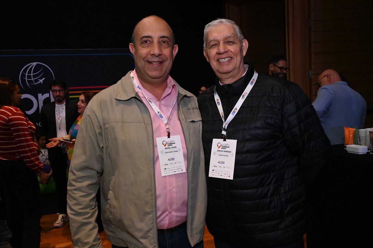 Danielly Aguiar, da Empetur, e Alex Bernardes, da LGBT+ Turismo Expo