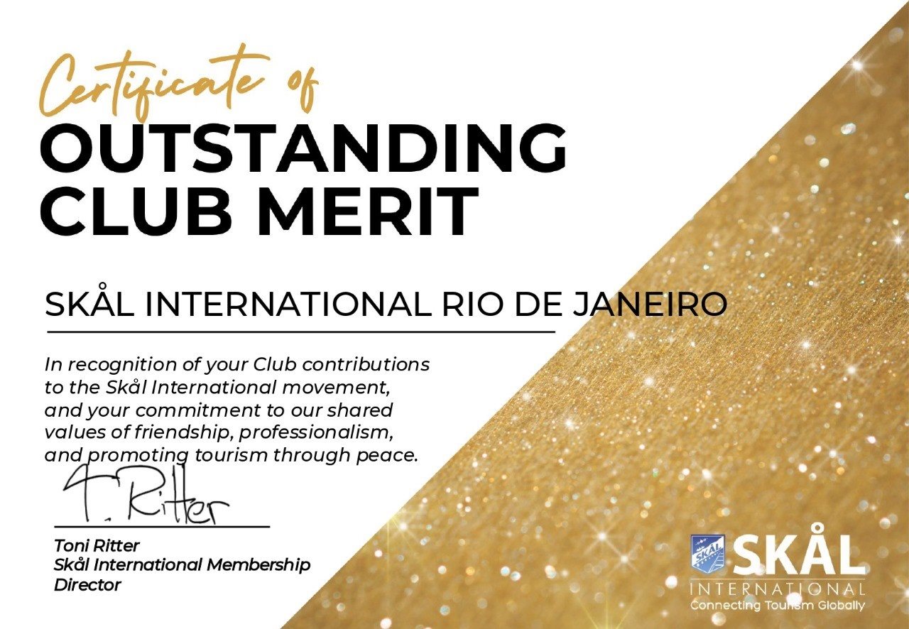 Certificado de Mérito Excepcional de Clube recebido pelo Skal Rio de Janeiro