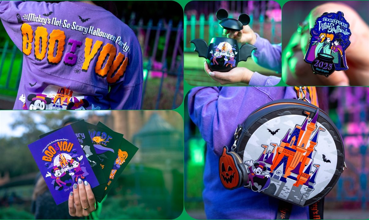 Produtos temáticos que estarão a venda durante a festa de Halloween da Disney