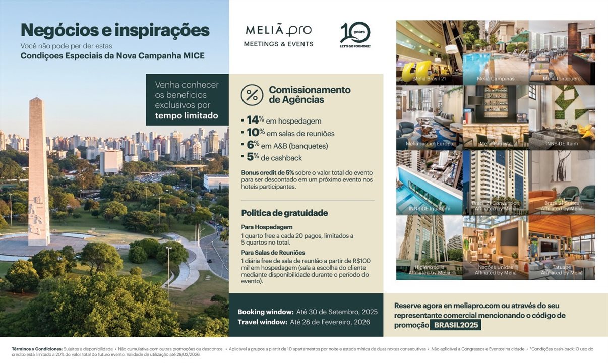 Campanha abrange uma ampla rede de propriedades em destinos-chave para o Turismo de negócios