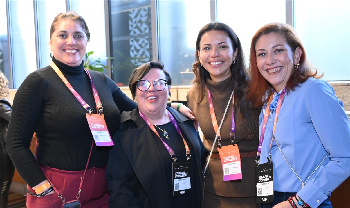 Julia Brito, da Johnson & Johnson, Andrea Matos, da Alagev, Joyce Macieri, da Minerva Foods, e Thais Meirelles, da XP Inc