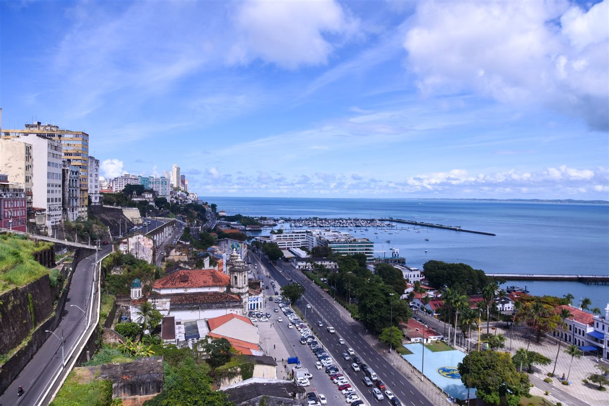 Vista do Elevador Lacerda, na Cidade Alta, em Salvador