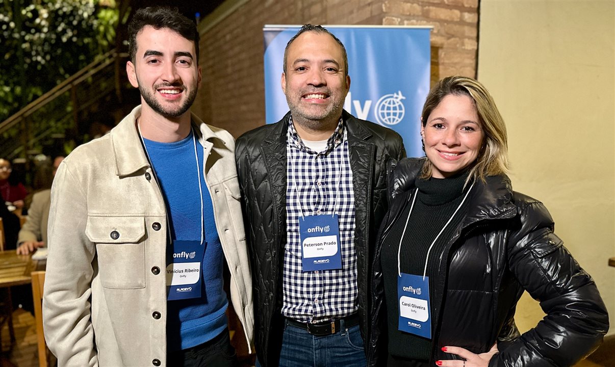 Vinicius Ribeiro, Peterson Prado e Carol Oliveira, da Onfly