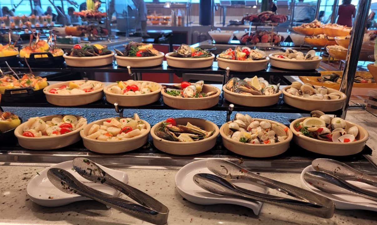 Opções de frutos do mar no Windjammer Marketplace