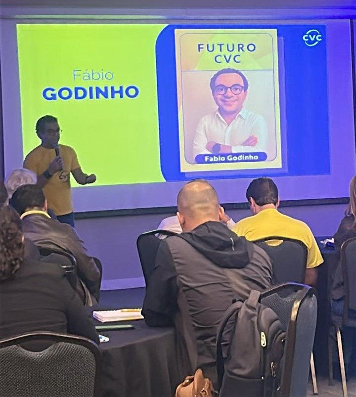Apresentação de Fabio Godinho no encontro de master franqueados da CVC Corp, nesta semana