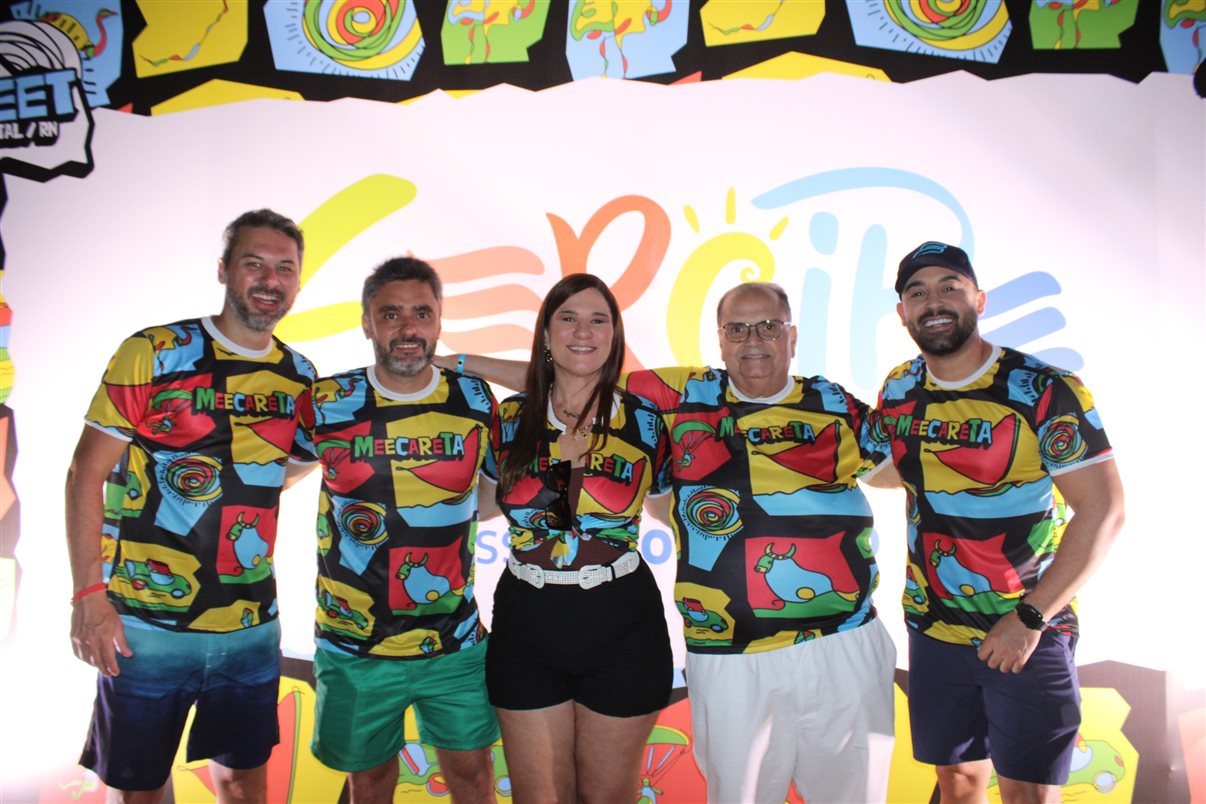Diego Soares e Marcos Bizzotto, da Frt, Daniela Mesquita, da Secretaria de Turismo de Sergipe, Sergio Oliveira, da TopTur, e Kaio Ramon, da Secretaria de Turismo de Sergipe