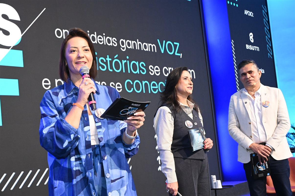 Luana Nogueira, da Alagev, Patricia Bonetti, do Club Med, e Paulo Henrique Nascimento, da Malagueta Produções e Eventos