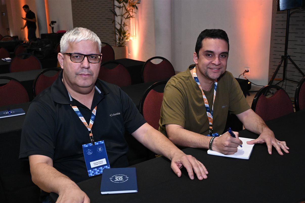 Beto Lucchese, da Viajando com Beto Lucchese, e Caio Mudalen, da DDMO (Dicas de Miami e Orlando)