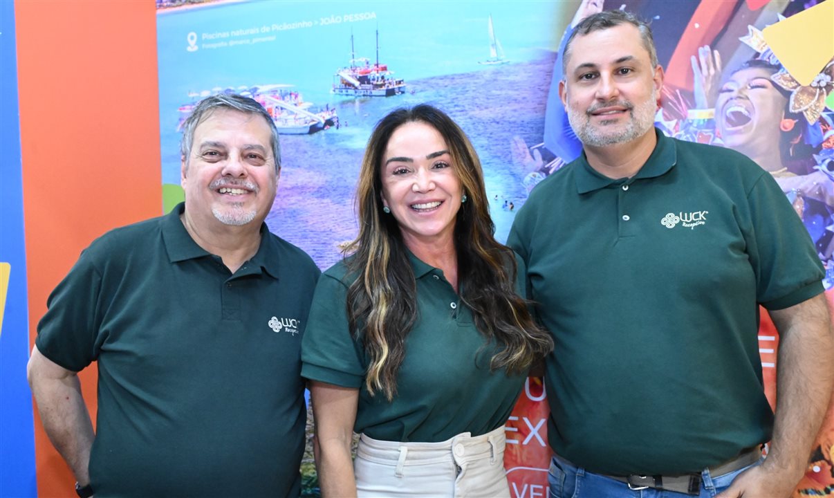 Wilson Paulo, Christiane Teixeira e Rodrigo Nunes, da Luck Receptivo