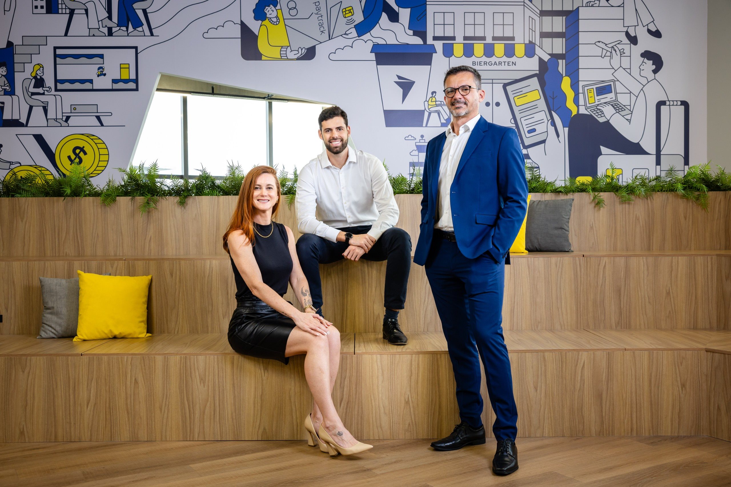 Daniele Amaro, Pedro Góes e Edson Gonçalves, da Paytrack