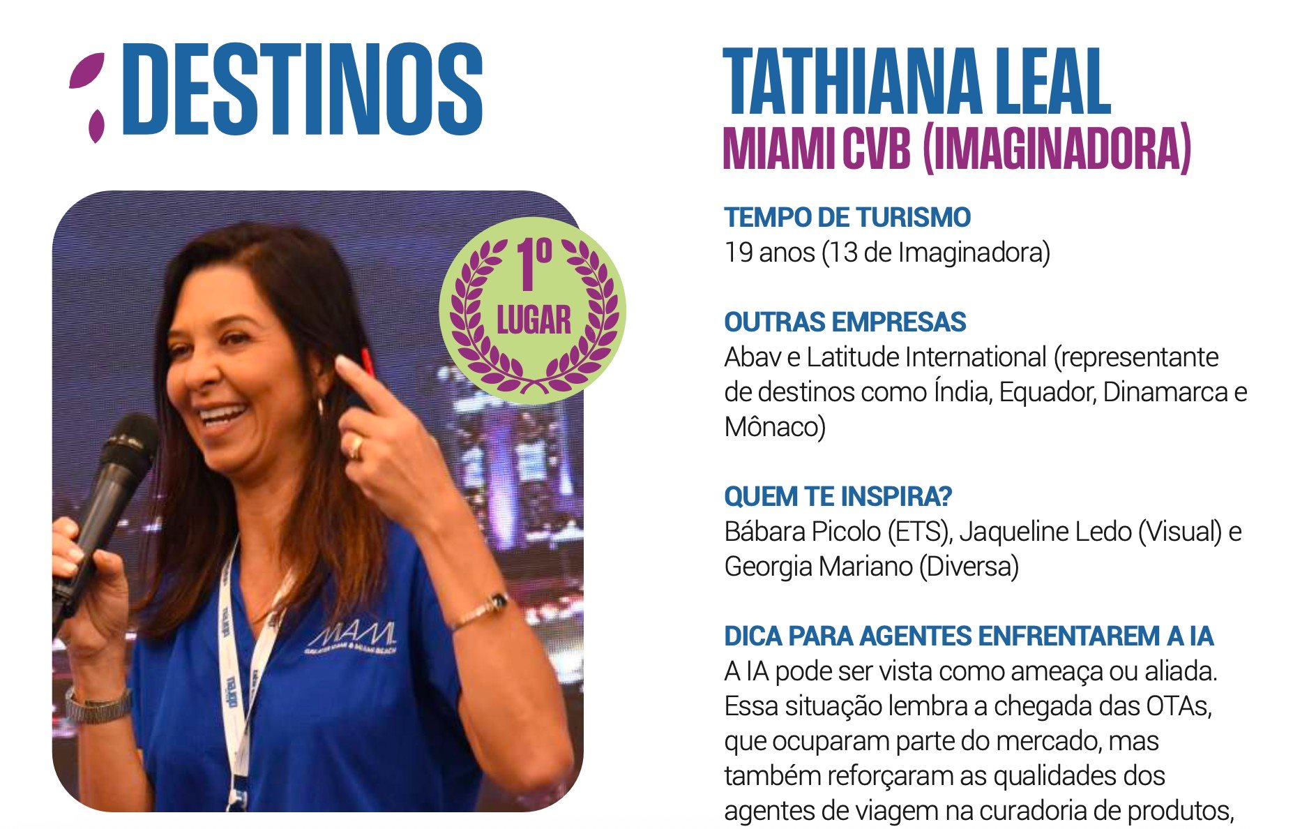 Tathiana Leal, de Miami CVB (Imaginadora) é a grande campeã da categoria Destinos dos Melhores Promotores de Vendas 2025 - Rio de Janeiro