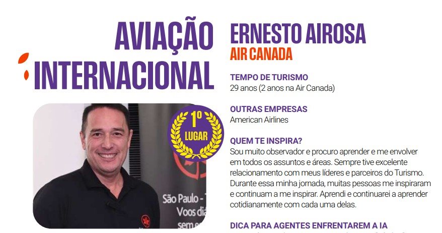 Erneto Airosa está há dois anos na Air Canada