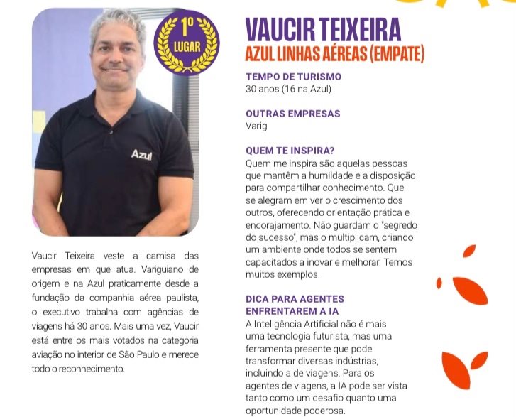 Há 30 anos no setor, Vaucir Teixeira tem 16 de Azul Linhas Aéreas