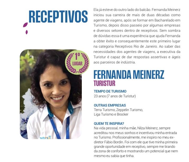 Fernanda Meinerz, da Turistur, foi a promotora de vendas mais votada na categoria Receptivo para o mercado do Rio de Janeiro