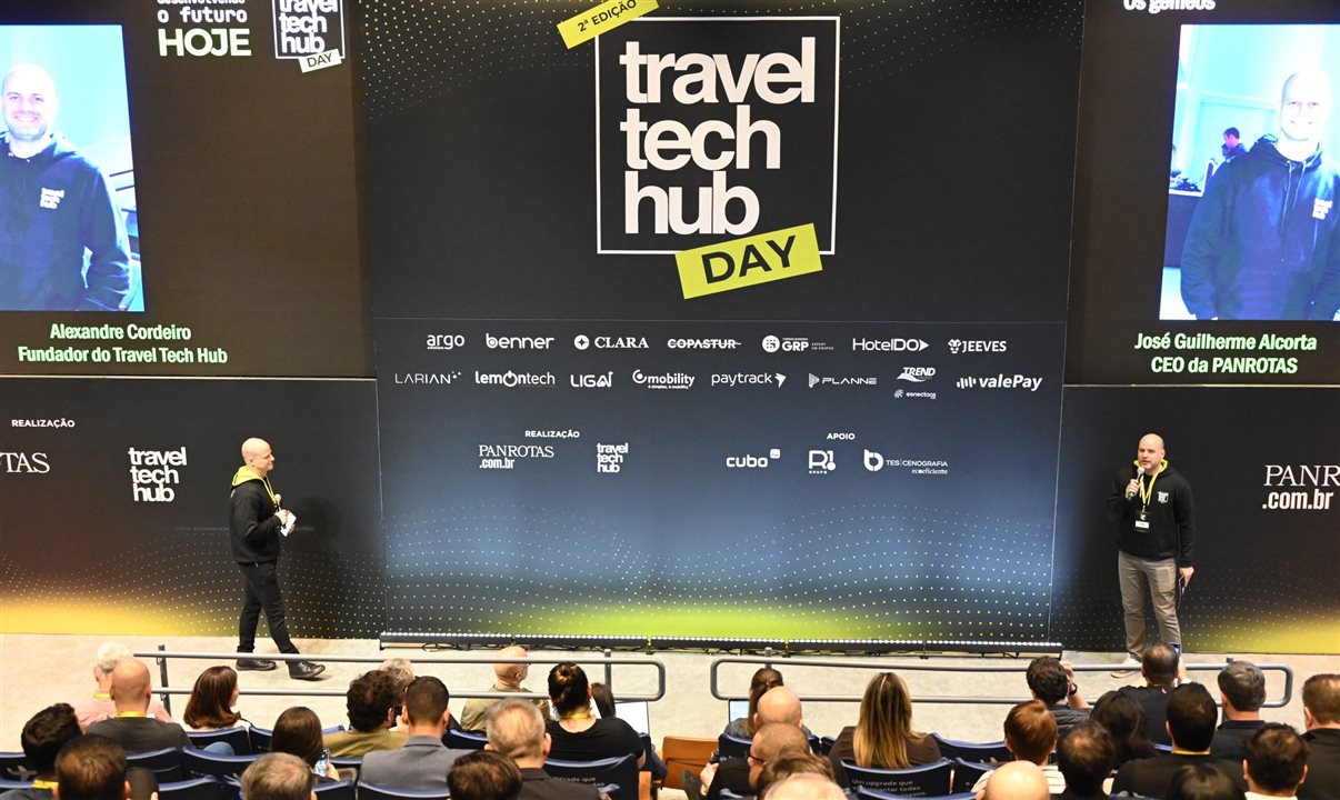 José Guilherme Alcorta, da PANROTAS, e Alexandre Cordeiro, do Travel Tech Hub, abrem o TTH Day 2025