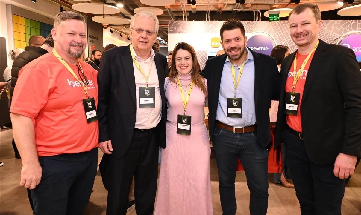 Aoron Beyer, da Benner, Edmar Bull, da Copastur, Juliana Assumpção, da Abav-SP | Aviesp, João Pin, da Ancoradouro, e Jairo Pieritz, da Benner