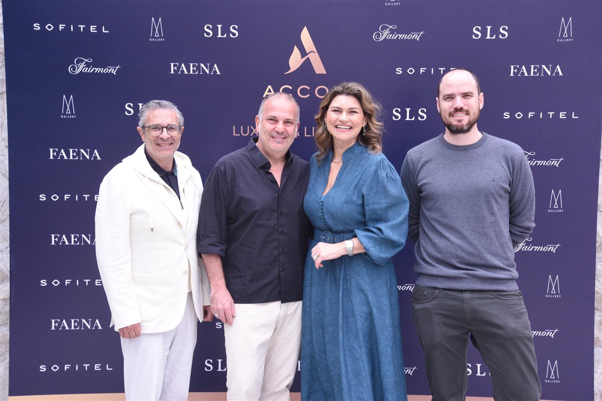 Carolina Hurtado, do SLS Barcelona, Maria Eugênia Pagano e Júlia Vieira, da Matueté, Danielle Andreazzi, da Accor, Yin Bustamante, do Sofitel Baru Casablanca Beach Resort, Mariana Dib, da Matueté, e Carolina Cabral, do Fairmont Rio de Janeiro Copacabana