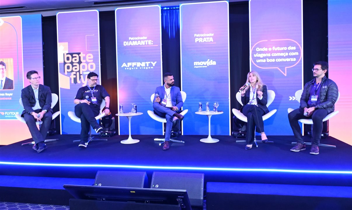 Johannes Bayer (Intercontinental São Paulo), Amarildo Sarde (Affinity), Denis Abreu (Flytour), Cristina Rached (Lufthansa) e Ewerton Araújo (ClickBus)<br/>