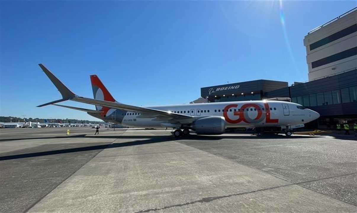 Aeronave Boeing MAX 8 (prefixo PS-GRM), a 58ª deste modelo da frota da Gol