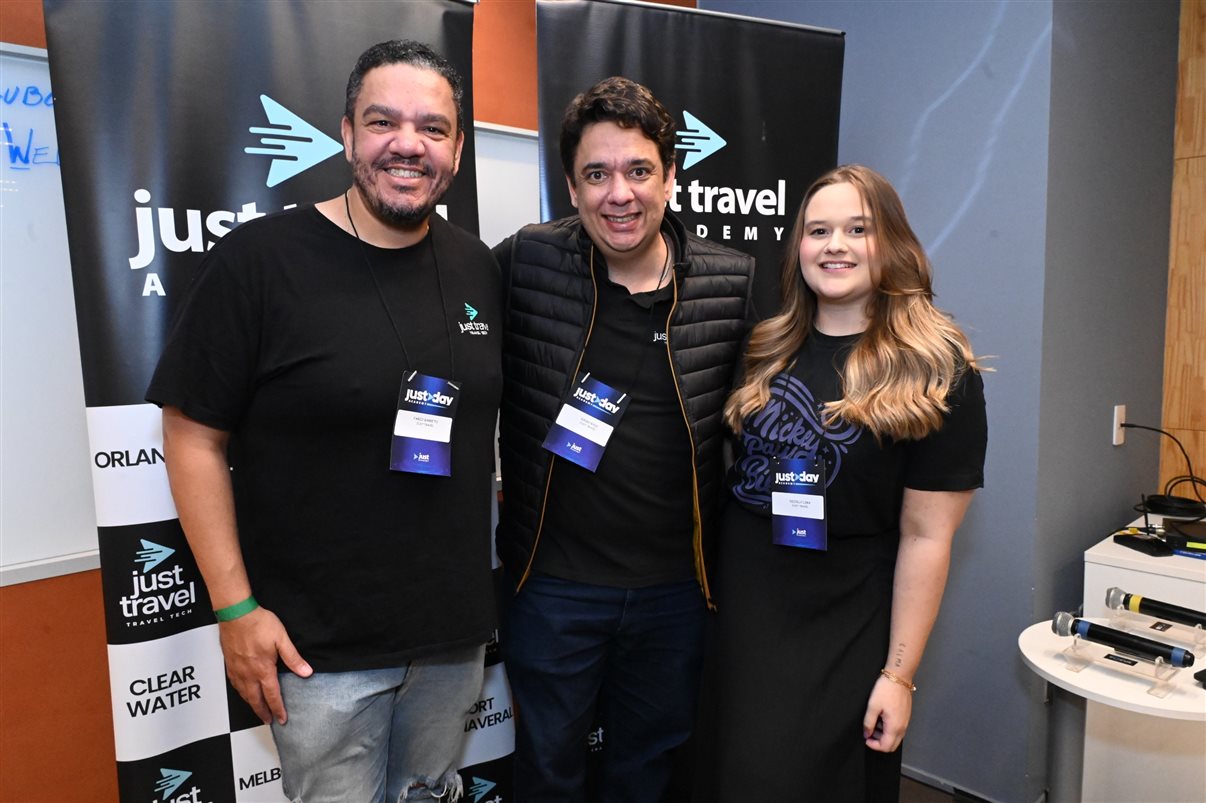 Fabio Barreto, Diego Rydz e Nicolly Lima, da Just Travel