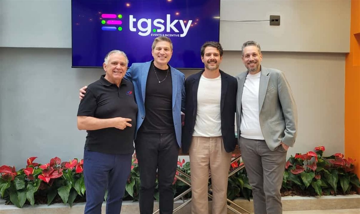 Celso Aredes, Leandro Pimenta, Guilherme Aredes e Luciano Pimenta no lançamento da Tg.sky