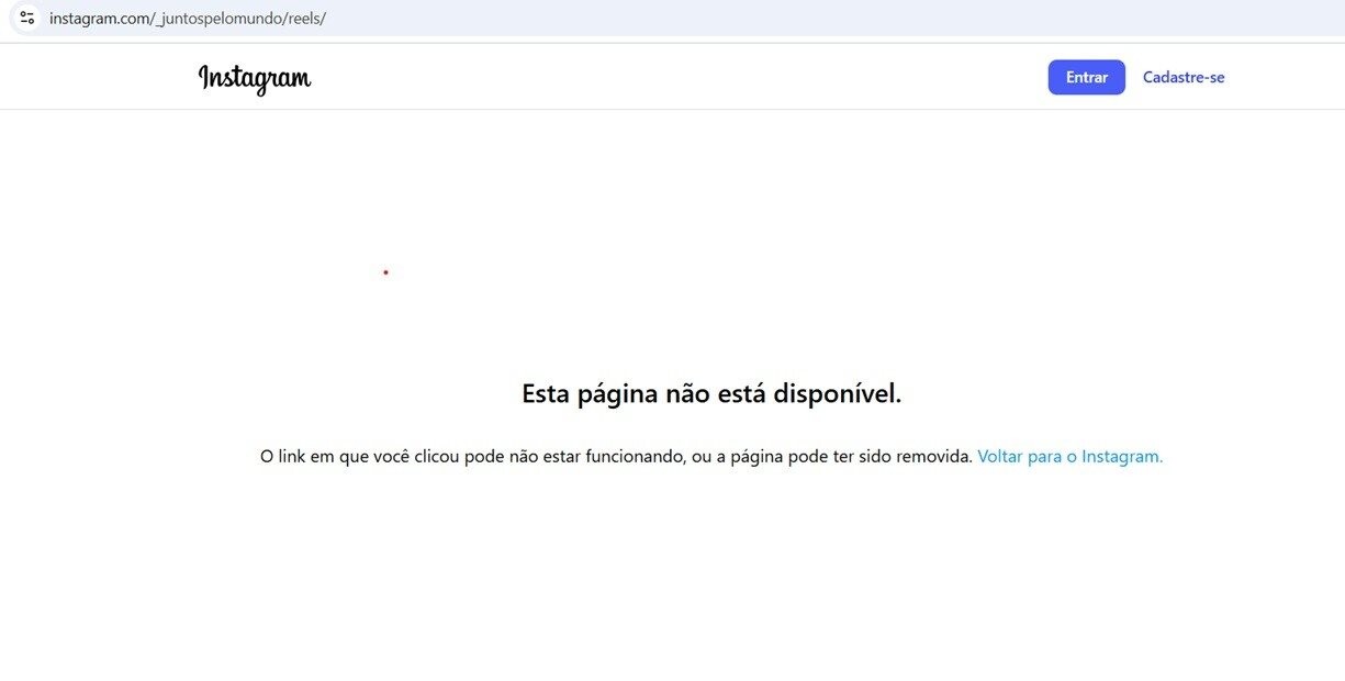 Isntagram da Juntos Pelo Mundo está fora do ar após repercussões do caso