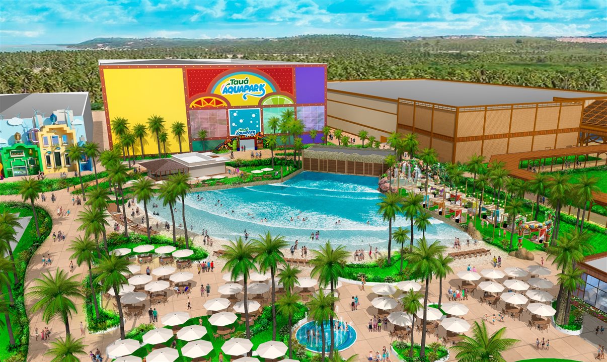 Projeção da área da piscina de ondas do novo Tauá Resort João Pessoa