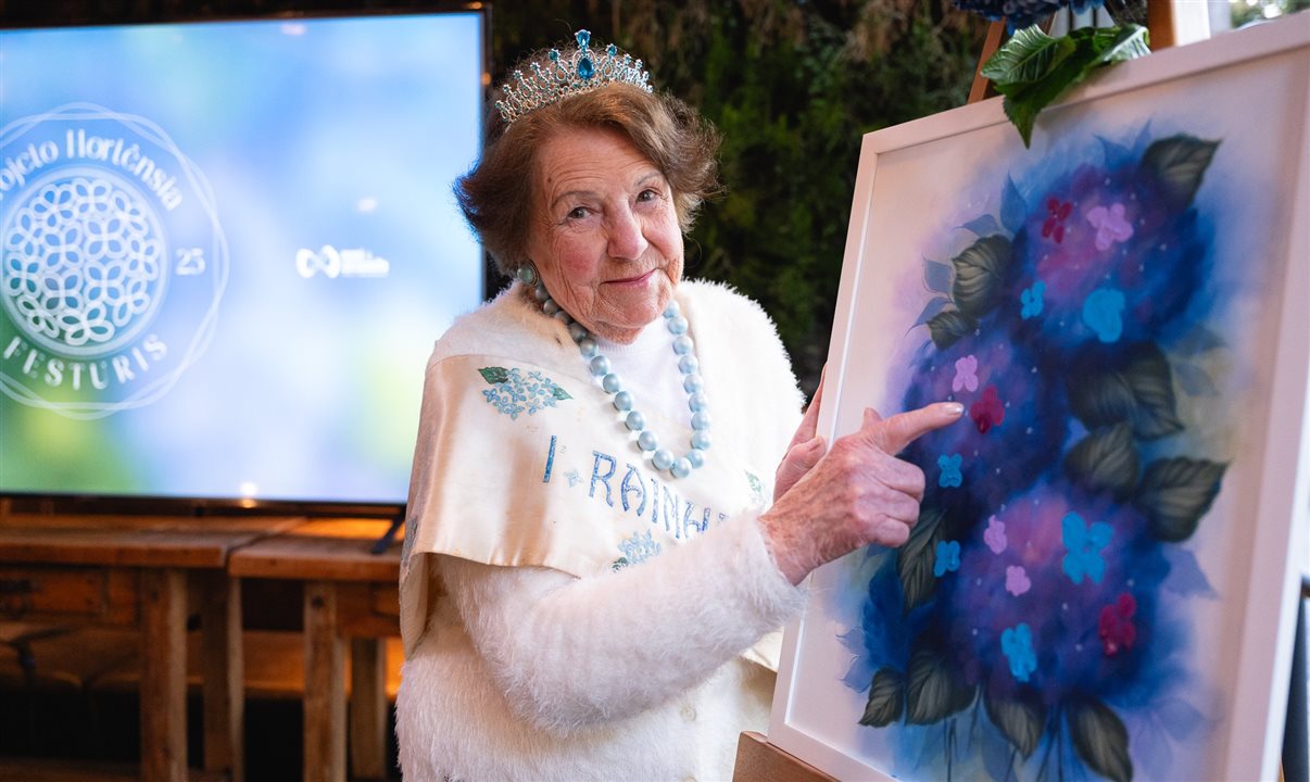 Iraci Casagrande Koppe, de 93 anos, foi a primeira rainha das Hortênsias