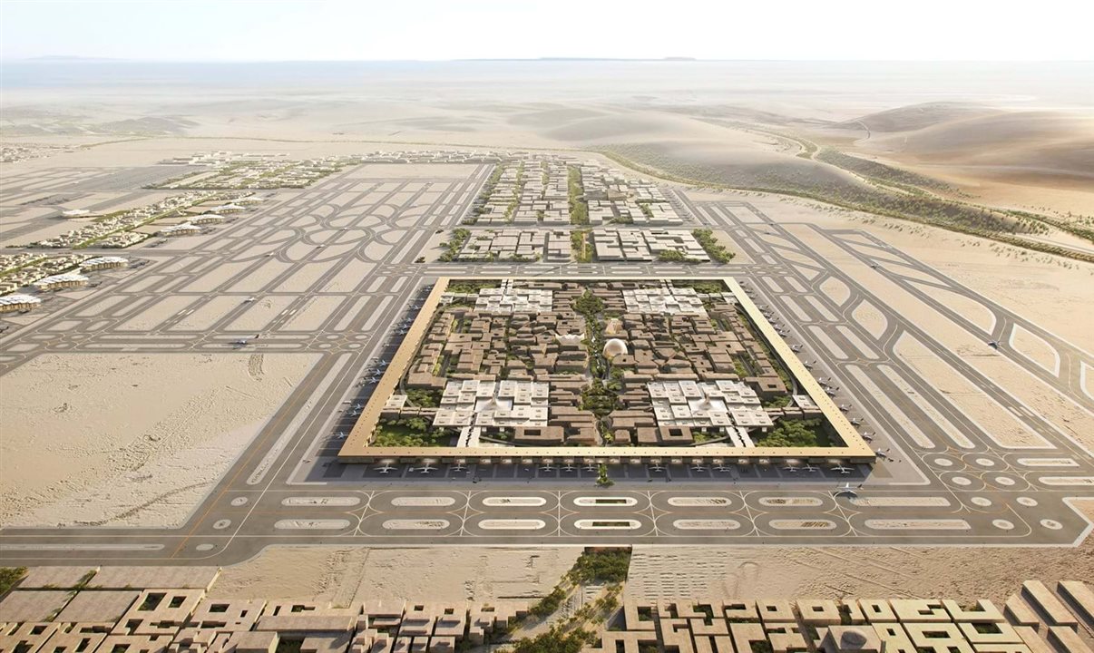 O projeto deve superar a atual marca do Aeroporto Internacional King Fahd, também localizado na Arábia Saudita, hoje considerado o maior do planeta em extensão territorial