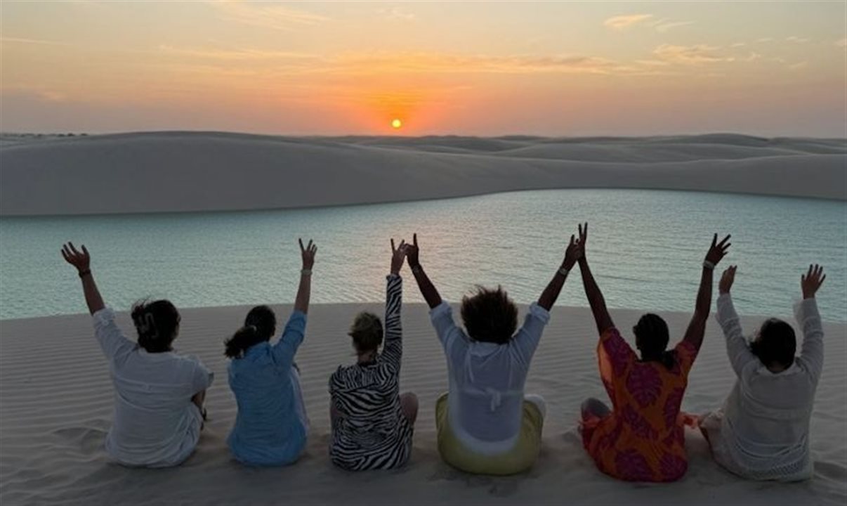 Por do sol nos Lençóis Maranhenses
