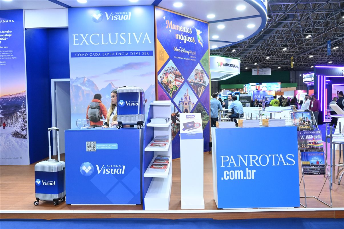 José Guilherme Alcorta, da PANROTAS, Daniel Almeida e Emerson Belan, da CVC Corp, Luiz Fernando Vieira, da Krooze, Paulo Papoy, da Krooze, Fabio Godinho, da CVC Corp, e Luis Ferrinho, da Omnibees