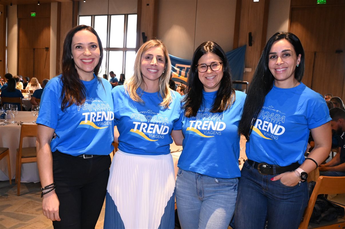 Jonathan Wommer, da CVC Corp, Vilma Paes, da Trend, Priscila Pereira, da Atlantica Hospitality, Andressa Justus, da Trend, Noah Britto, da Trend, e Danilo Tomazele, da Atlantica Hospitality
