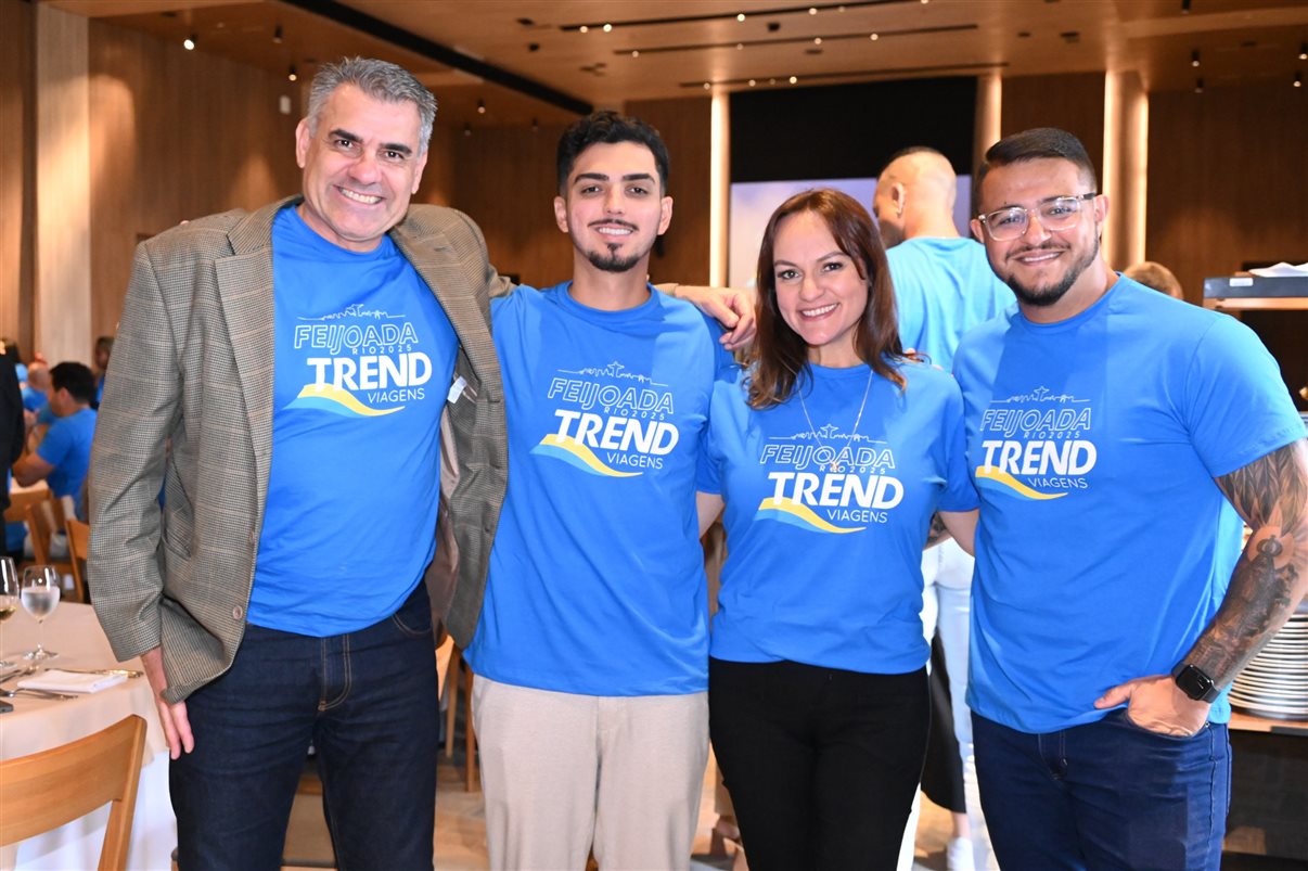 Jonathan Wommer, da CVC Corp, Vilma Paes, da Trend, Priscila Pereira, da Atlantica Hospitality, Andressa Justus, da Trend, Noah Britto, da Trend, e Danilo Tomazele, da Atlantica Hospitality