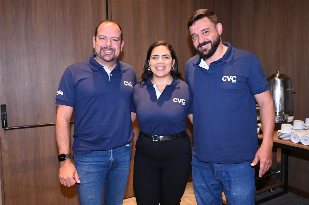 Jonathan Wommer, da CVC Corp, Vilma Paes, da Trend, Priscila Pereira, da Atlantica Hospitality, Andressa Justus, da Trend, Noah Britto, da Trend, e Danilo Tomazele, da Atlantica Hospitality