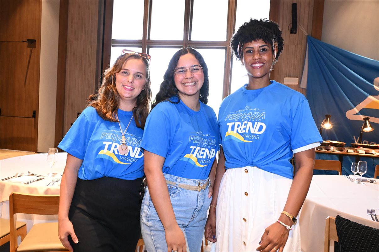 Jonathan Wommer, da CVC Corp, Vilma Paes, da Trend, Priscila Pereira, da Atlantica Hospitality, Andressa Justus, da Trend, Noah Britto, da Trend, e Danilo Tomazele, da Atlantica Hospitality