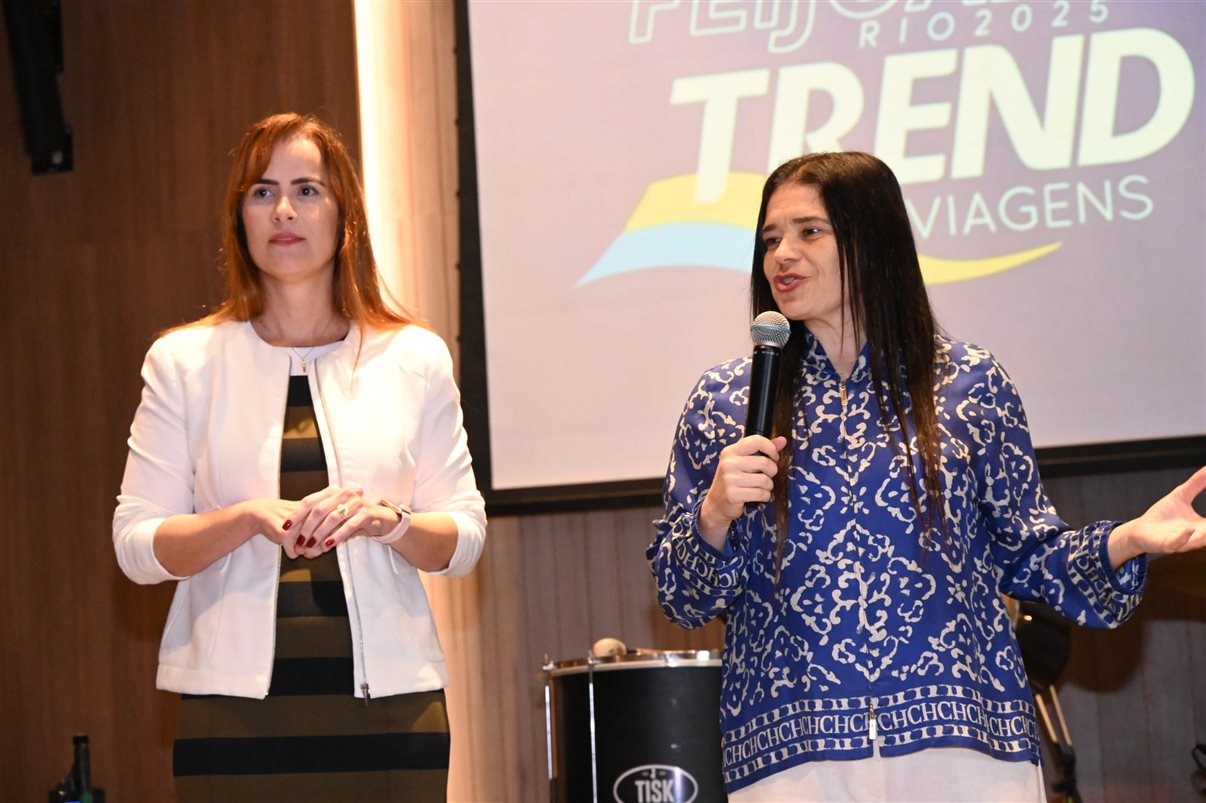 Jonathan Wommer, da CVC Corp, Vilma Paes, da Trend, Priscila Pereira, da Atlantica Hospitality, Andressa Justus, da Trend, Noah Britto, da Trend, e Danilo Tomazele, da Atlantica Hospitality