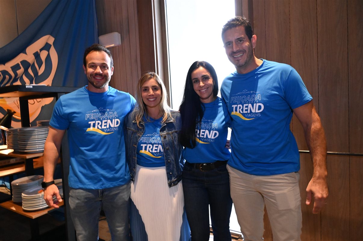 Jonathan Wommer, da CVC Corp, Vilma Paes, da Trend, Priscila Pereira, da Atlantica Hospitality, Andressa Justus, da Trend, Noah Britto, da Trend, e Danilo Tomazele, da Atlantica Hospitality