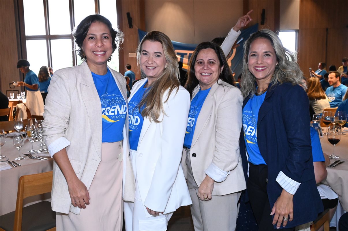 Jonathan Wommer, da CVC Corp, Vilma Paes, da Trend, Priscila Pereira, da Atlantica Hospitality, Andressa Justus, da Trend, Noah Britto, da Trend, e Danilo Tomazele, da Atlantica Hospitality