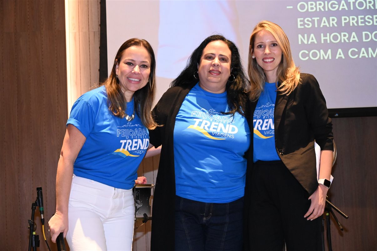 Jonathan Wommer, da CVC Corp, Vilma Paes, da Trend, Priscila Pereira, da Atlantica Hospitality, Andressa Justus, da Trend, Noah Britto, da Trend, e Danilo Tomazele, da Atlantica Hospitality