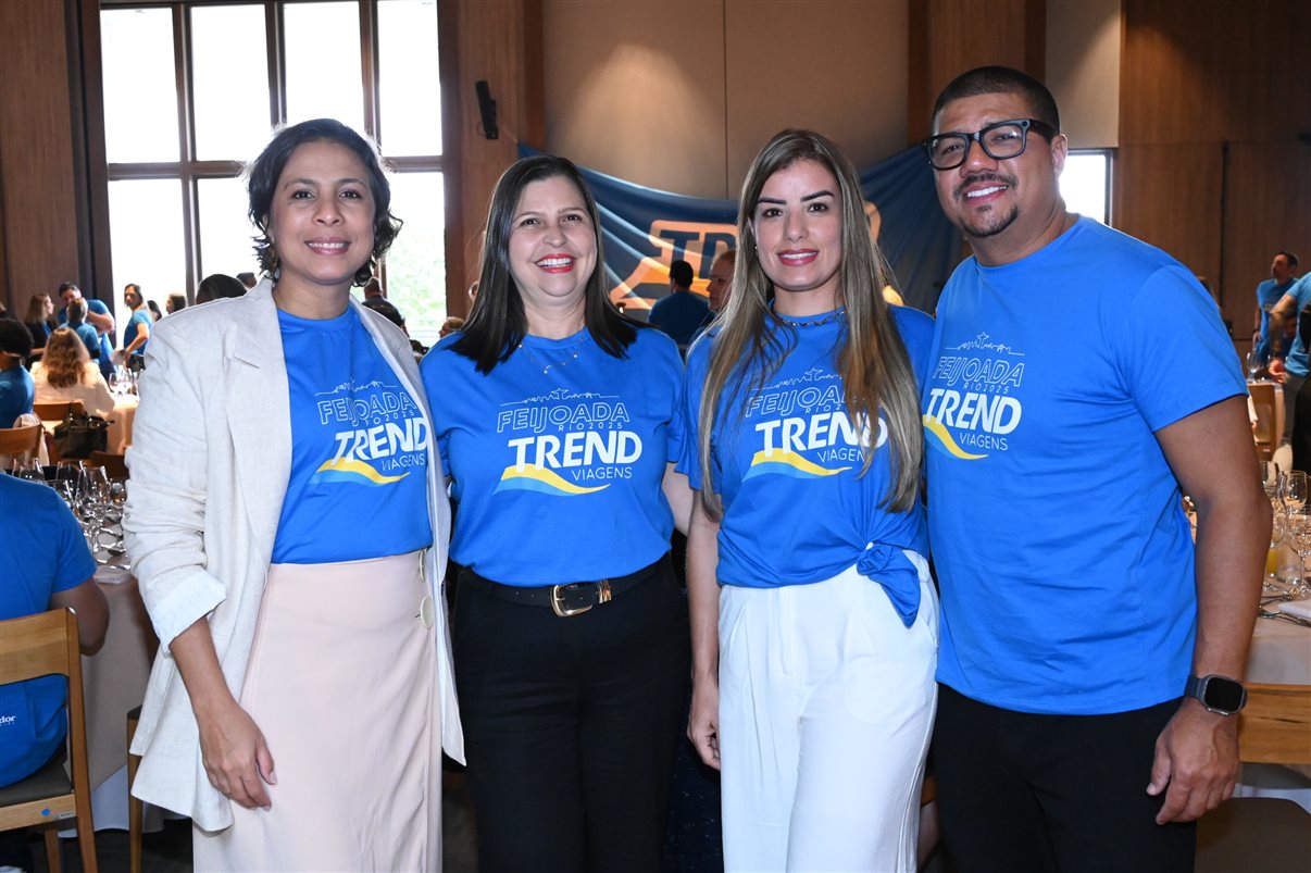 Jonathan Wommer, da CVC Corp, Vilma Paes, da Trend, Priscila Pereira, da Atlantica Hospitality, Andressa Justus, da Trend, Noah Britto, da Trend, e Danilo Tomazele, da Atlantica Hospitality