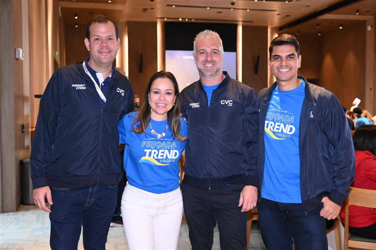 Jonathan Wommer, da CVC Corp, Vilma Paes, da Trend, Priscila Pereira, da Atlantica Hospitality, Andressa Justus, da Trend, Noah Britto, da Trend, e Danilo Tomazele, da Atlantica Hospitality
