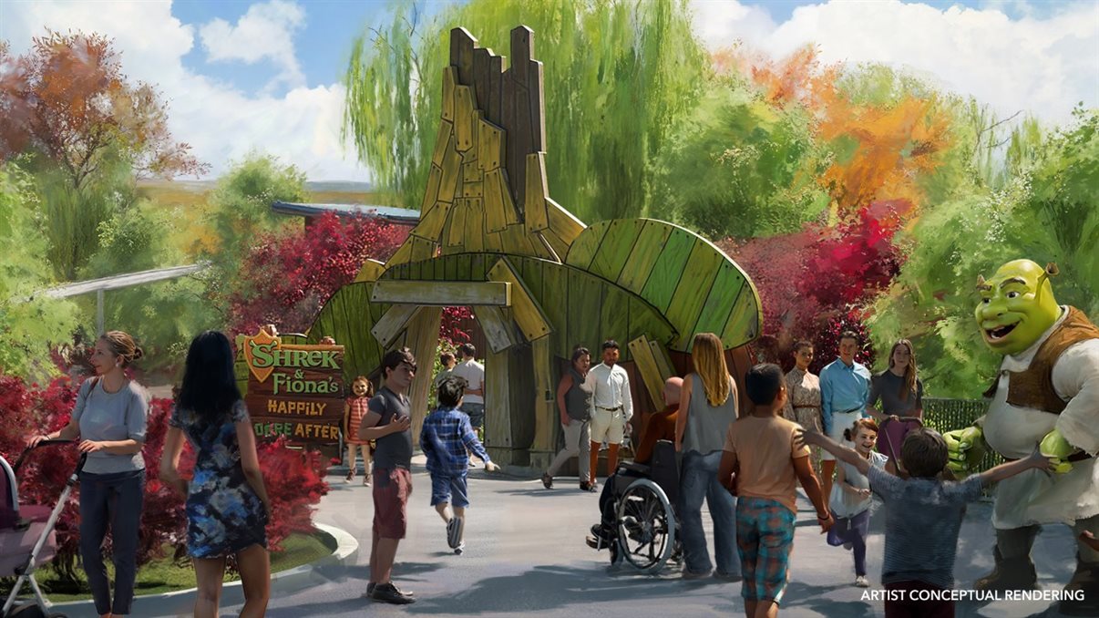 Em Shrek’s Swamp, o famoso ogro da DreamWorks abre as portas de seu pântano para uma experiência cheia de humor, música e água
