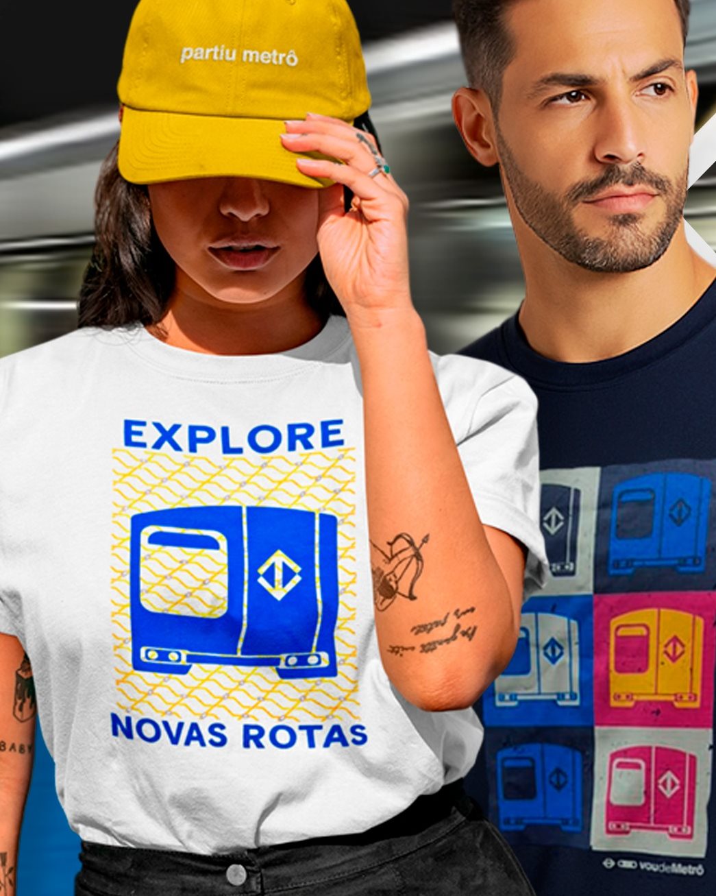 Camisetas e bonés do Metrô-SP