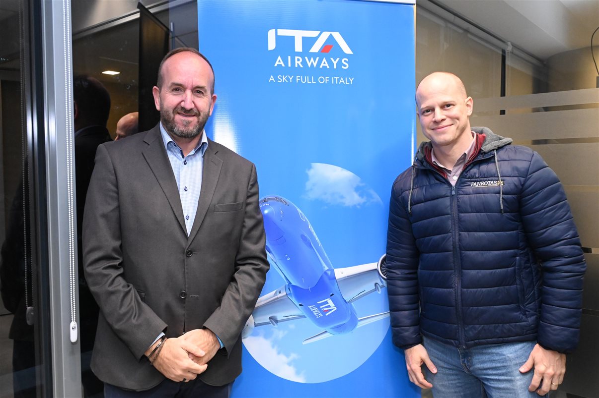 Andrea Taddei, da ITA Airways, e José Guilherme Alcorta, da PANROTAS