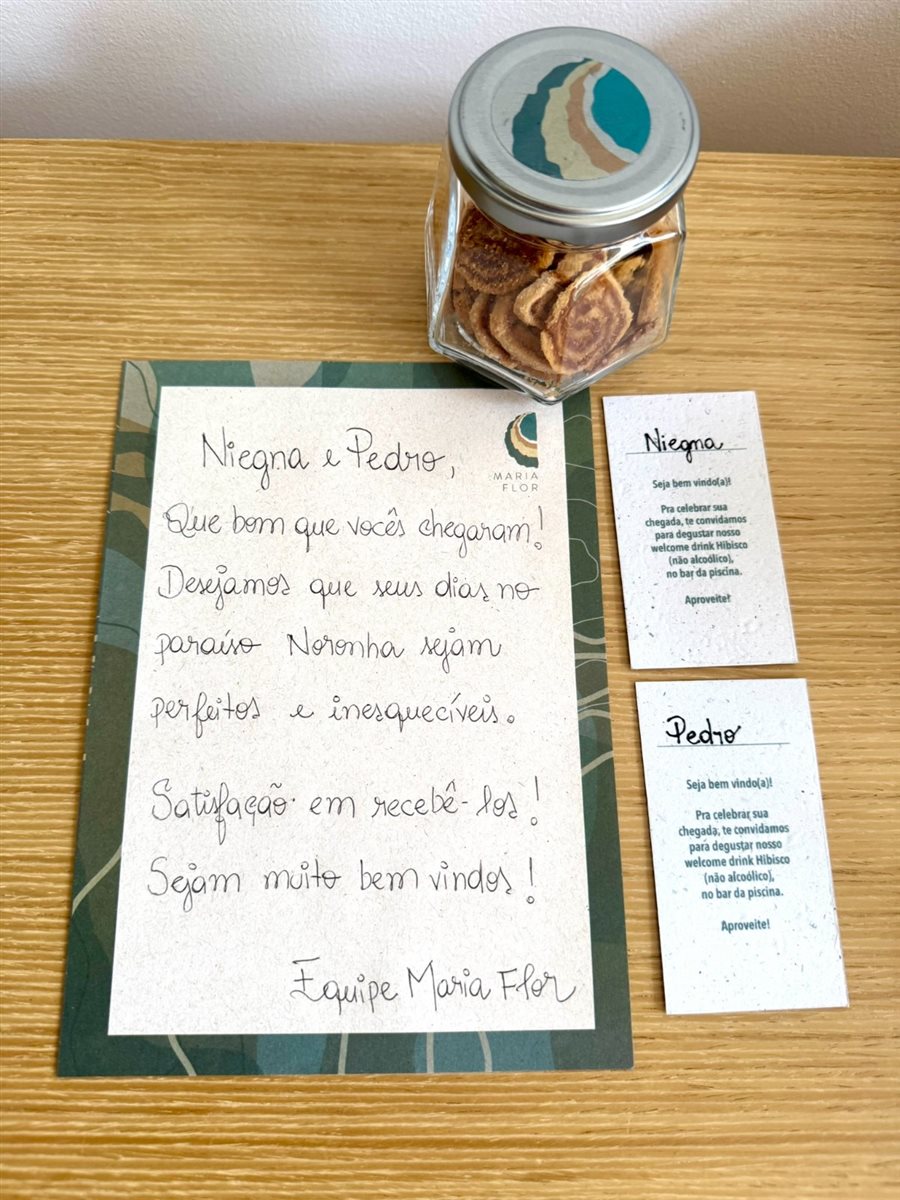 Mensagem carinhosa nos recepcionou na pousada
